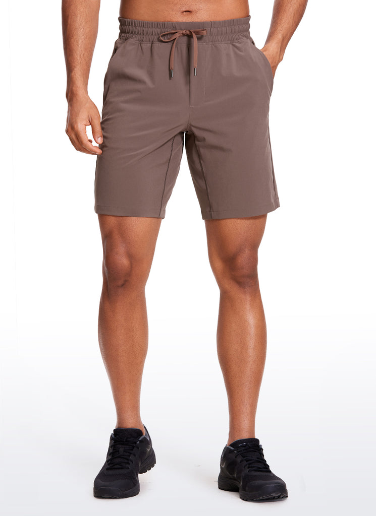 CRZ YOGA Men's Train Relaxed Fit Feathery-Fit Linerless Shorts 9'' Brown Rock