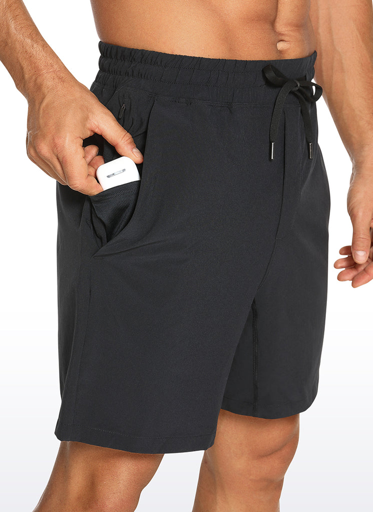 CRZ YOGA Men's Train Classic Fit Feathery-Fit Linerless Shorts 7'' Black