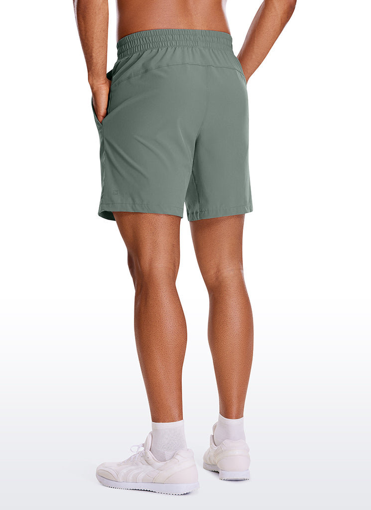 CRZ YOGA Men's Train Run Classic Fit Feathery-Fit Lined Shorts 7'' Grey Sage