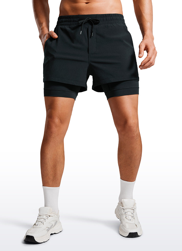 CRZ YOGA Men's Train Feathery-Fit 2 in 1 Shorts 3.5'' with pockets Brown Rock