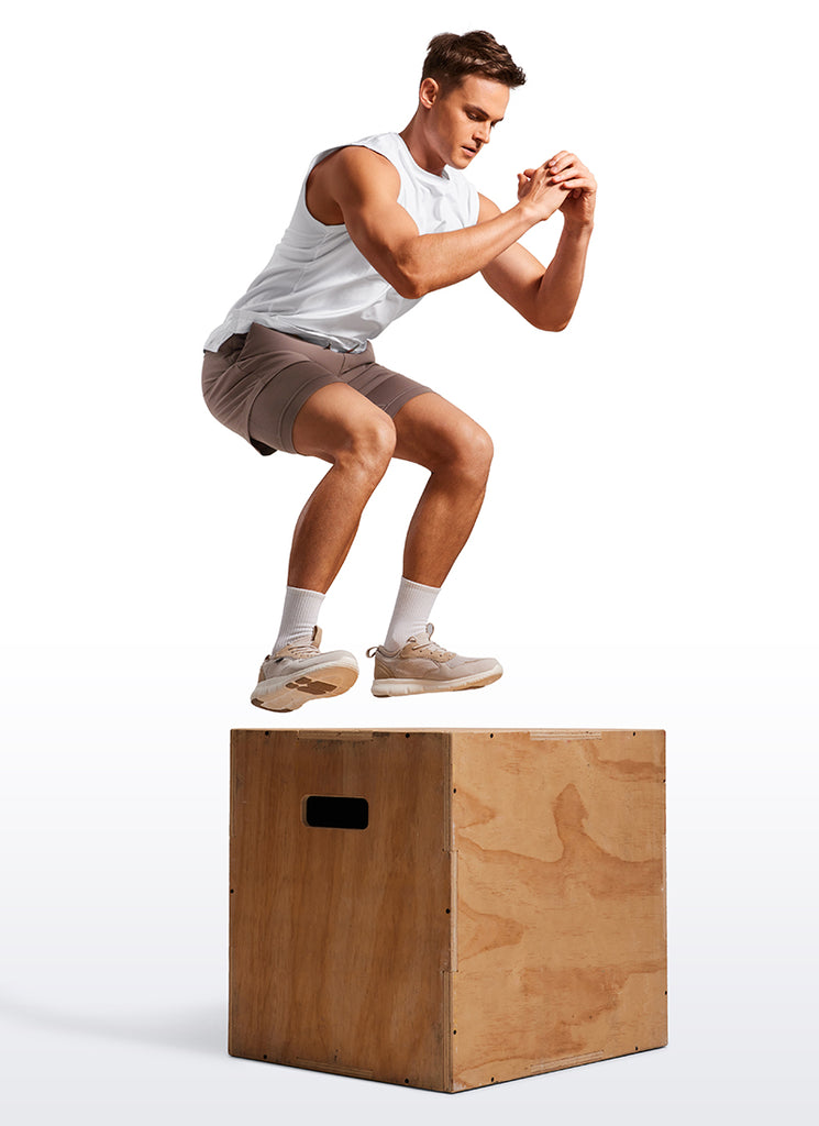 CRZ YOGA Men's Train Feathery-Fit 2 in 1 Shorts 3.5'' with pockets Brown Rock