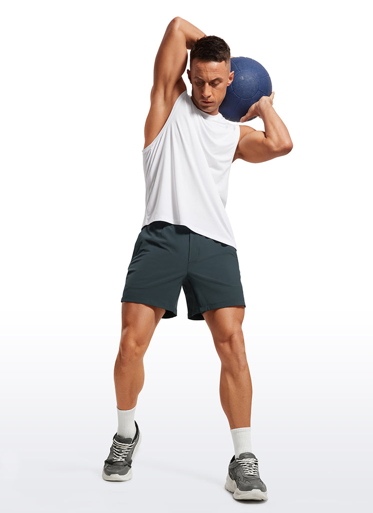 CRZ YOGA Men's Train Feathery-Fit 2 in 1 Shorts 5'' with pockets Melanite