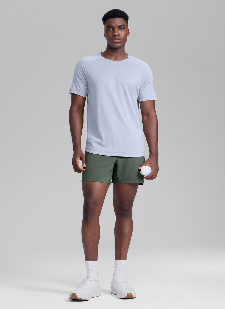 CRZ YOGA Men's Running Feathery-Fit Workout Linerless Shorts 5'' Dark Carbon