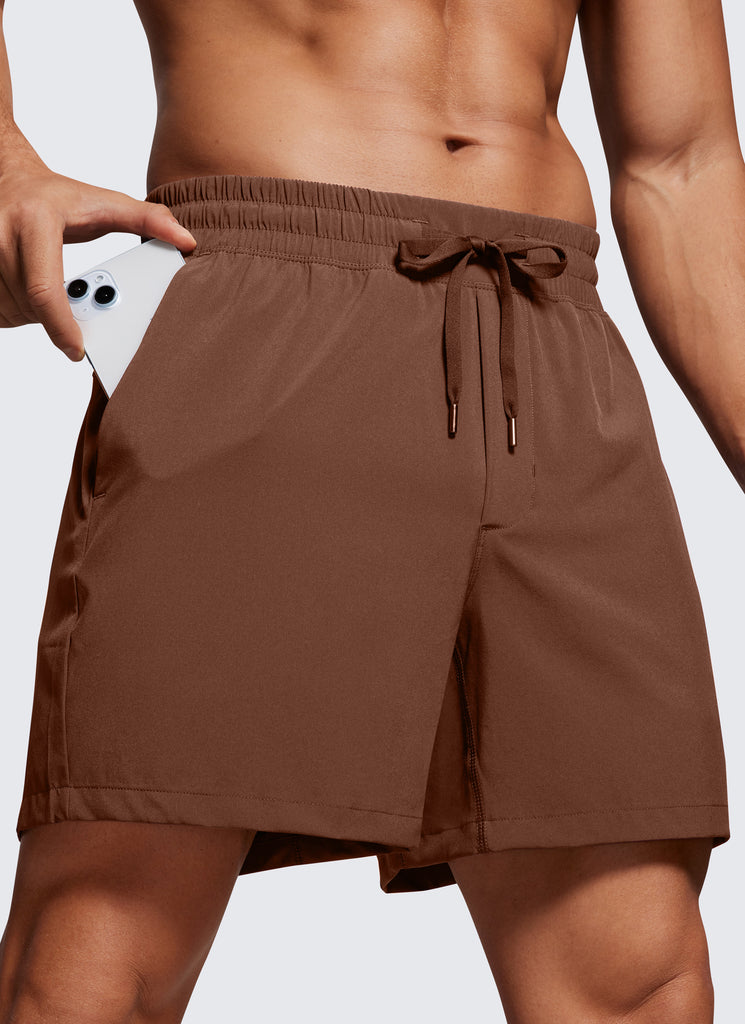 CRZ YOGA Men's Running Feathery-Fit Workout Linerless Shorts 5'' Coffee Brown