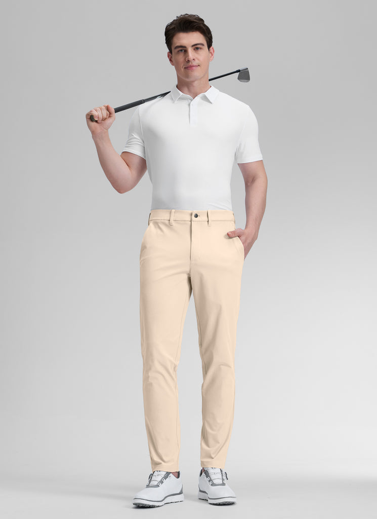 CRZ YOGA Mens Work Classic Fit All-Day Comfort Golf Pants Pockets 30'' Raw Linen