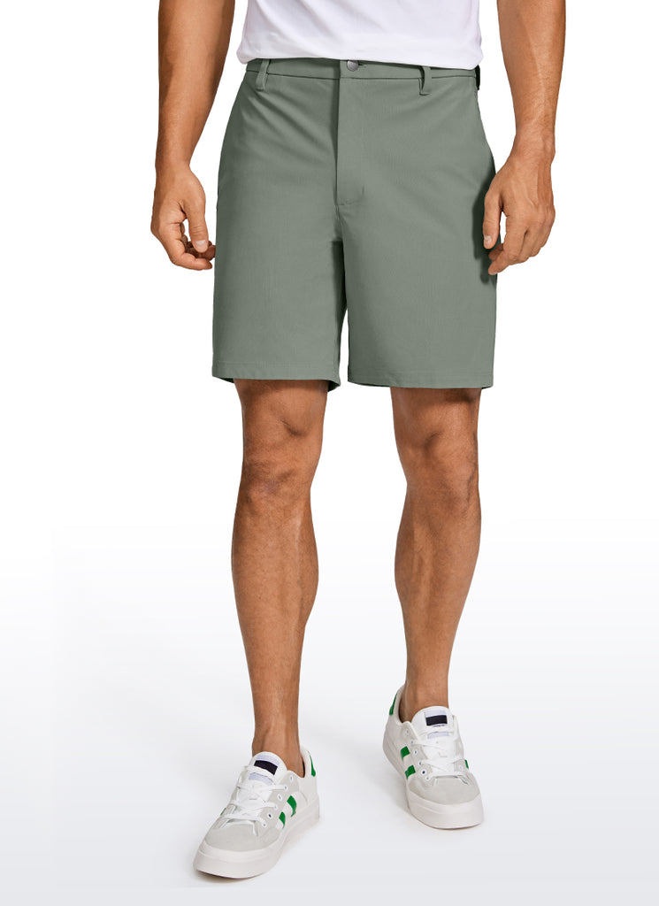 CRZ YOGA Men's Work Classic Fit All-Day Comfort Golf Shorts Pocket 7'' Raw Linen