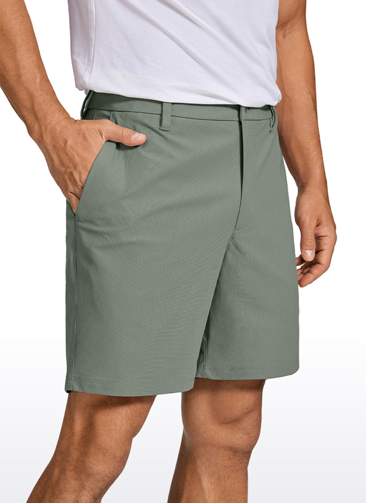 CRZ YOGA Men's Work Classic Fit All-Day Comfort Golf Shorts Pocket 7'' Khali Barley