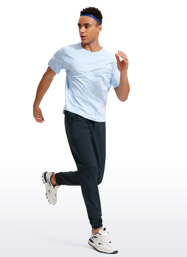 CRZ YOGA Men's Run Slim Fit On the Travel Joggers 30''- Ankle Zipper Black