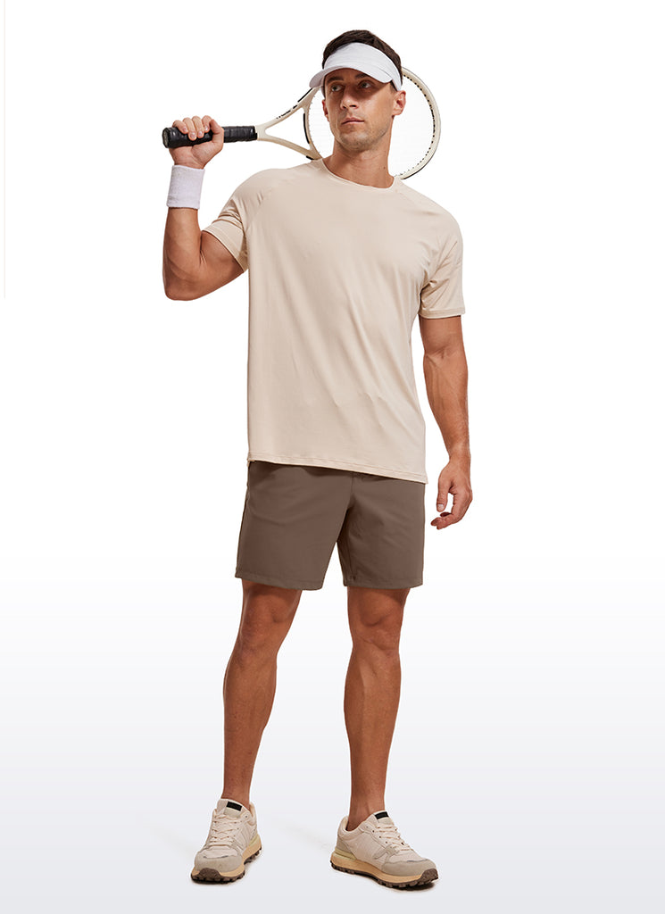 CRZ YOGA Men's Train Relaxed Fit On the Travel Linerless Shorts 7'' Melanite