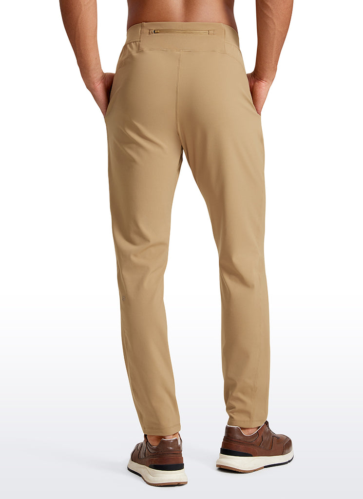 CRZ YOGA Men's Train Relaxed Fit On the Travel Pants 30'' Khaki Sand