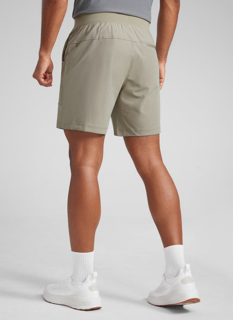 CRZYOGA Men All Day Comfy Golf Casual Shorts 7" with Pockets Quick Dry Khali Barley