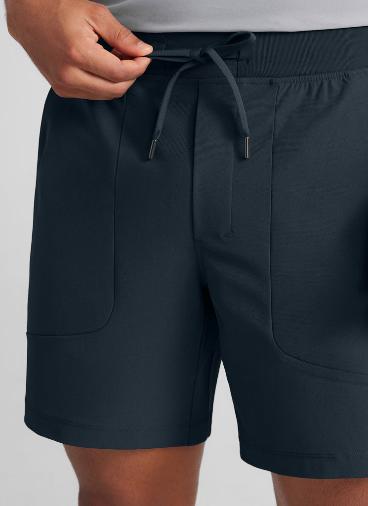 CRZYOGA Men All Day Comfy Golf Casual Shorts 7" with Pockets Quick Dry True Navy