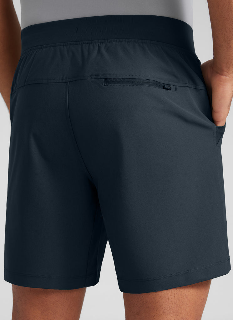 CRZYOGA Men All Day Comfy Golf Casual Shorts 7" with Pockets Quick Dry True Navy