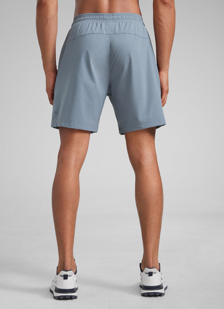 CRZ YOGA Men‘s Workout Water Resistant Short 7" with Zip Pockets Platinum Grey