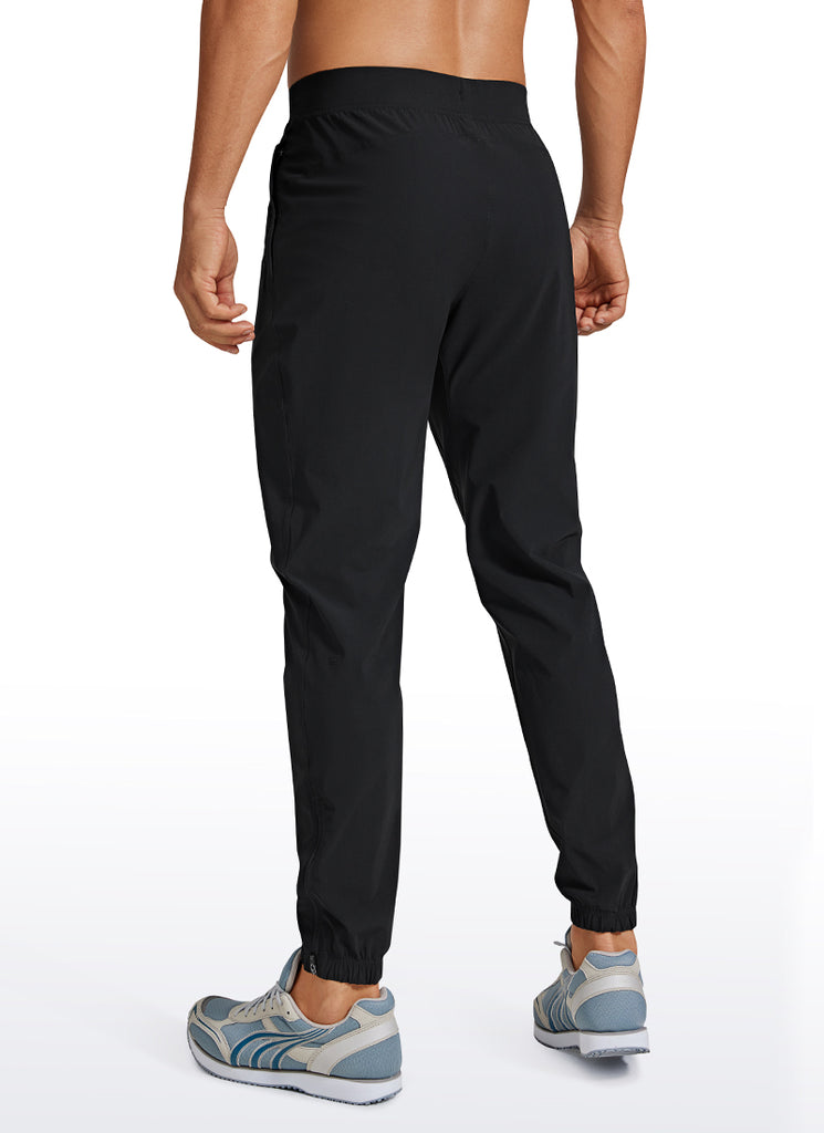 CRZ YOGA Men's Running Slim Fit Lightweight Joggers 29"-Zipper Pockets Black