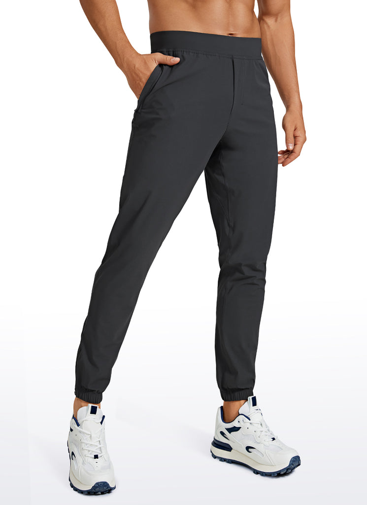 CRZ YOGA Men's Running Slim Fit Lightweight Joggers 29"-Zipper Pockets Black