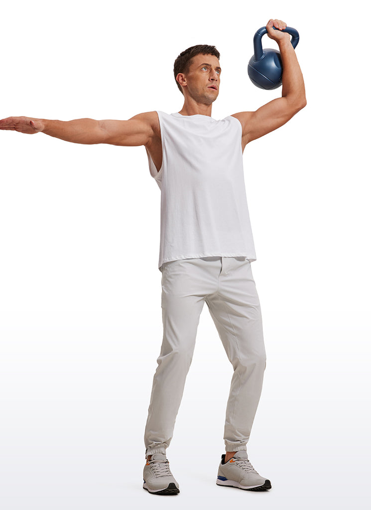 CRZ YOGA Men's Running Slim Fit Lightweight Joggers 29"-Zipper Pockets Platinum Grey