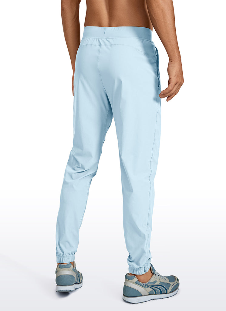 CRZ YOGA Men's Running Slim Fit Lightweight Joggers 29"-Zipper Pockets Chambray Blue