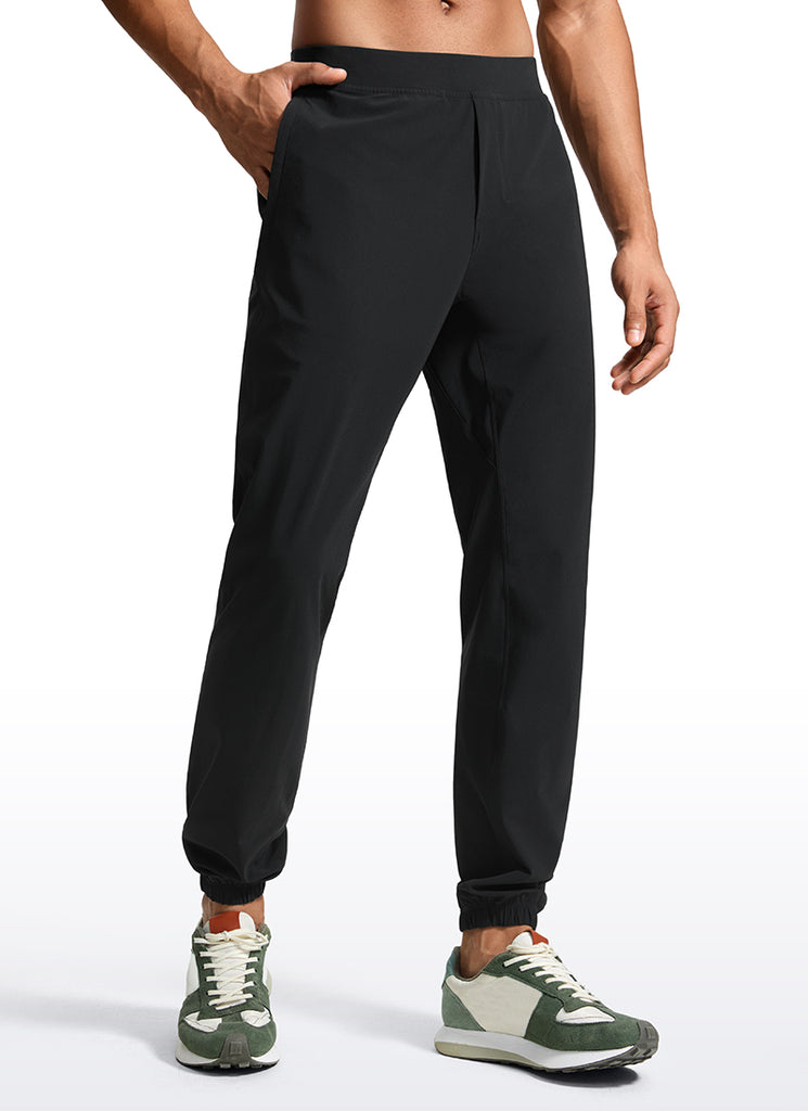 CRZ YOGA Men's Running Slim Fit Lightweight Joggers 31"-Zipper Pockets Black