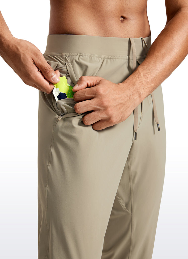 CRZ YOGA Men's Running Slim Fit Lightweight Joggers 31"-Zipper Pockets Khali Barley