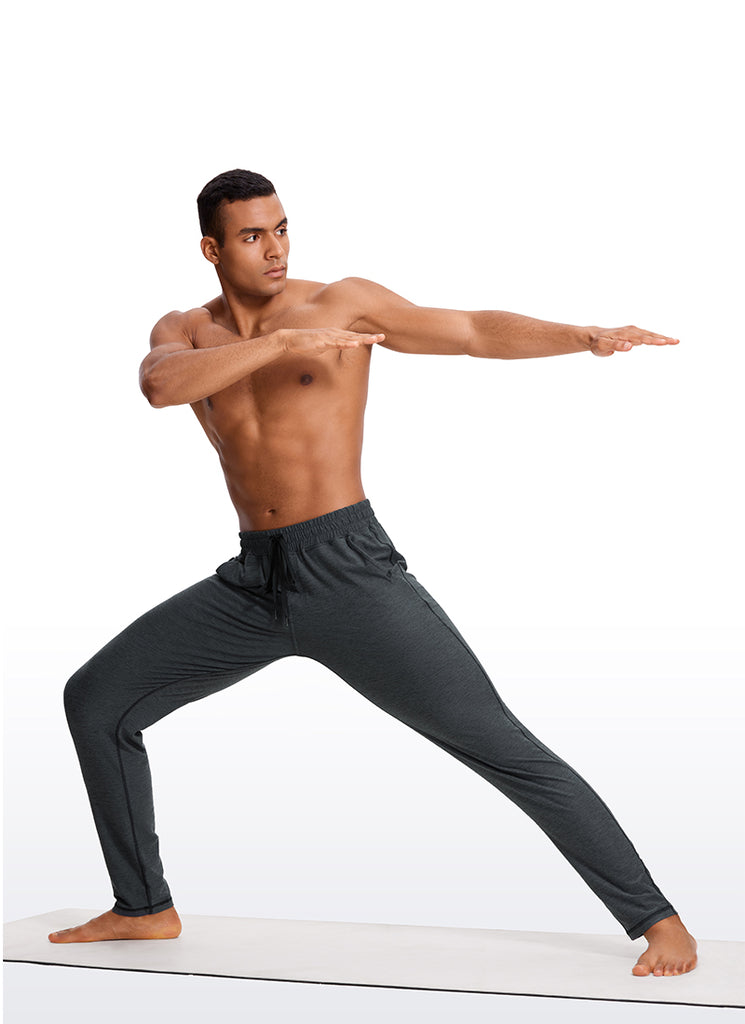 CRZ YOGA Men's Lounge Brushed Lightweight Sweatpants Pockets 20'' Black Heather