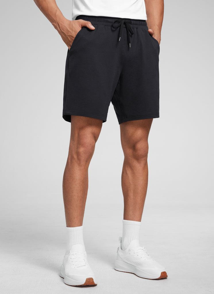 CRZ YOGA Men's Casual Lightweight Sweat Shorts with Pockets Black