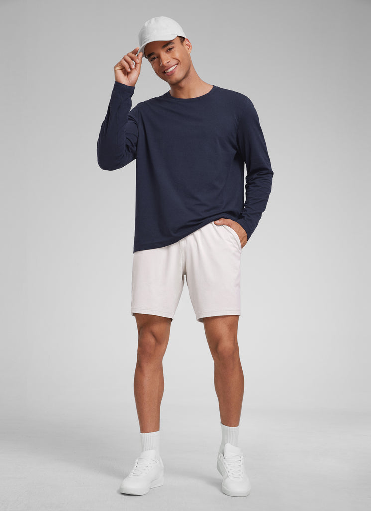 CRZ YOGA Men's Casual Lightweight Sweat Shorts with Pockets Navy