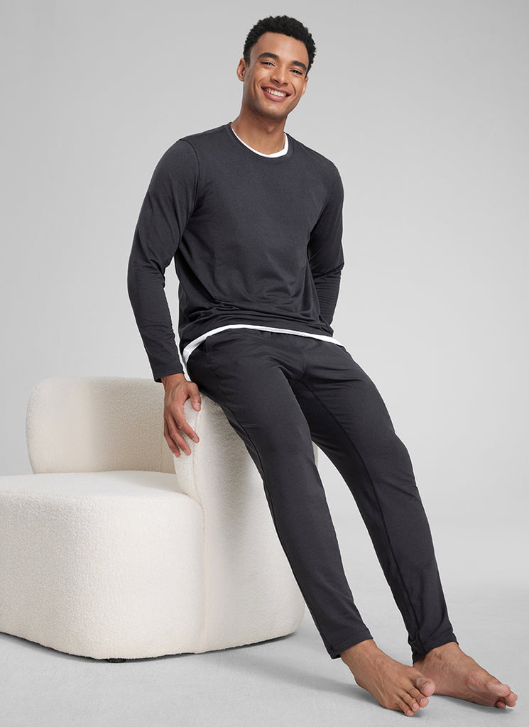 CRZ YOGA Mens' Open Bottom Lightweight Sweatpants 30" with Pockets Ink Gray