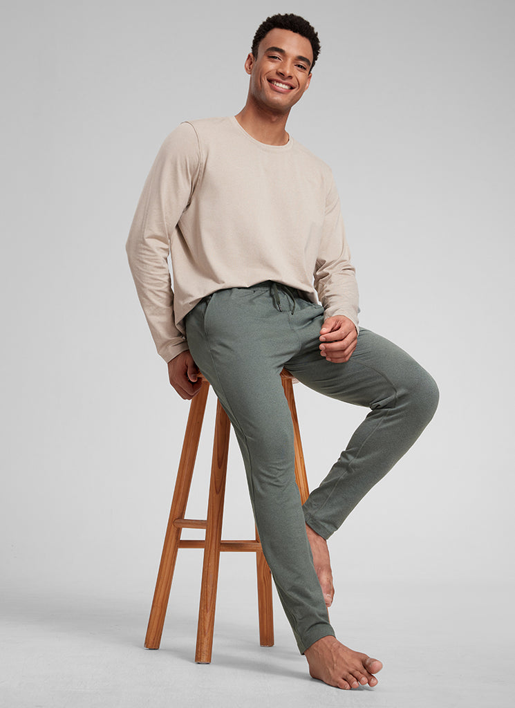 CRZ YOGA Mens' Open Bottom Lightweight Sweatpants 30" with Pockets Hot Fudge Brown