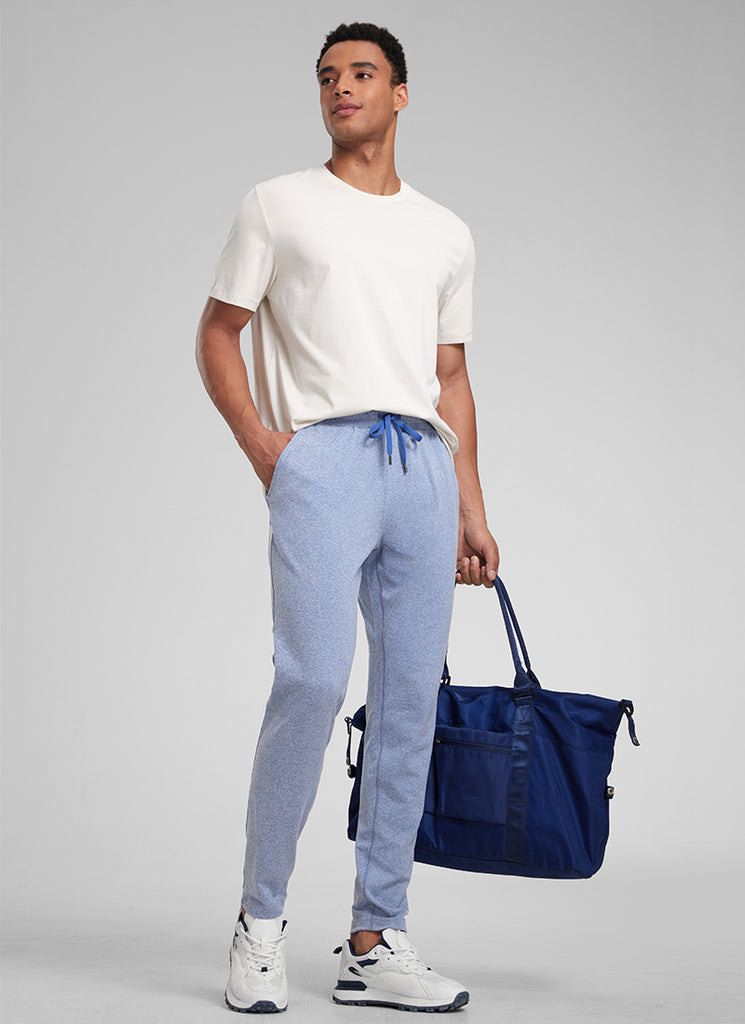 CRZ YOGA Mens' Open Bottom Lightweight Sweatpants 30" with Pockets Slate Blue