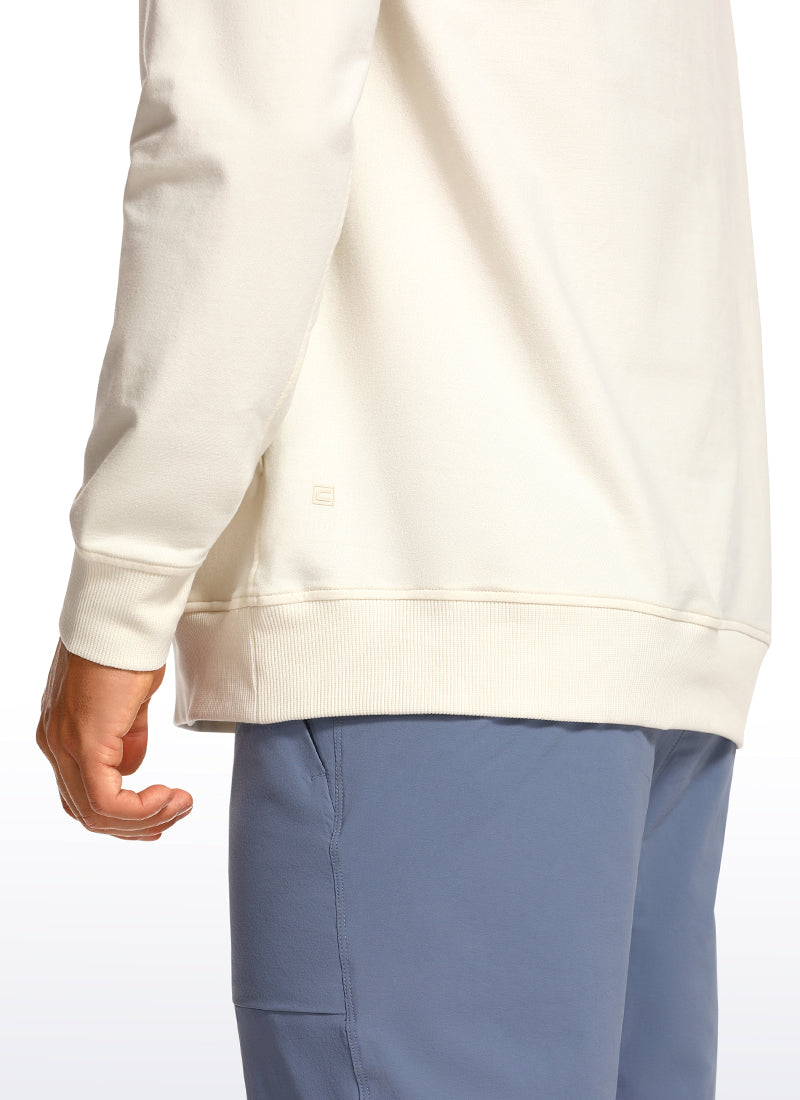 CRZ YOGA Men's Casual Outerwear Cotton Loose Fit Long Sleeve Hoodies White Apricot