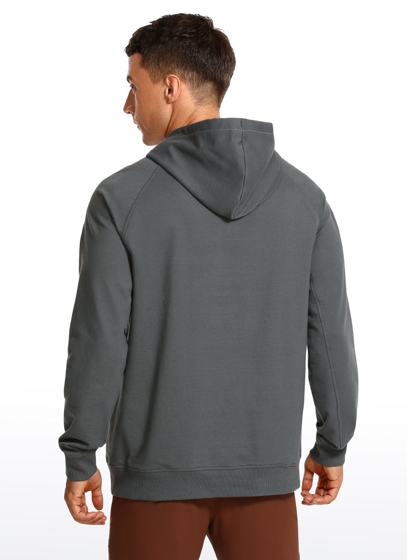 CRZ YOGA Men's Casual Outerwear Cotton Loose Fit Long Sleeve Hoodies White Apricot