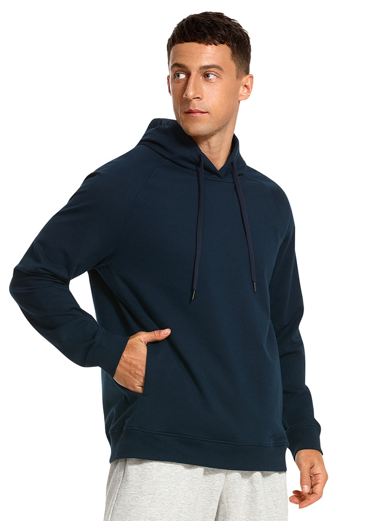 CRZ YOGA Men's Casual Outerwear Cotton Loose Fit Long Sleeve Hoodies White Apricot