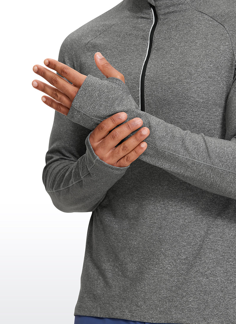 Brushed Half Zip Long Sleeve with Thumbhole