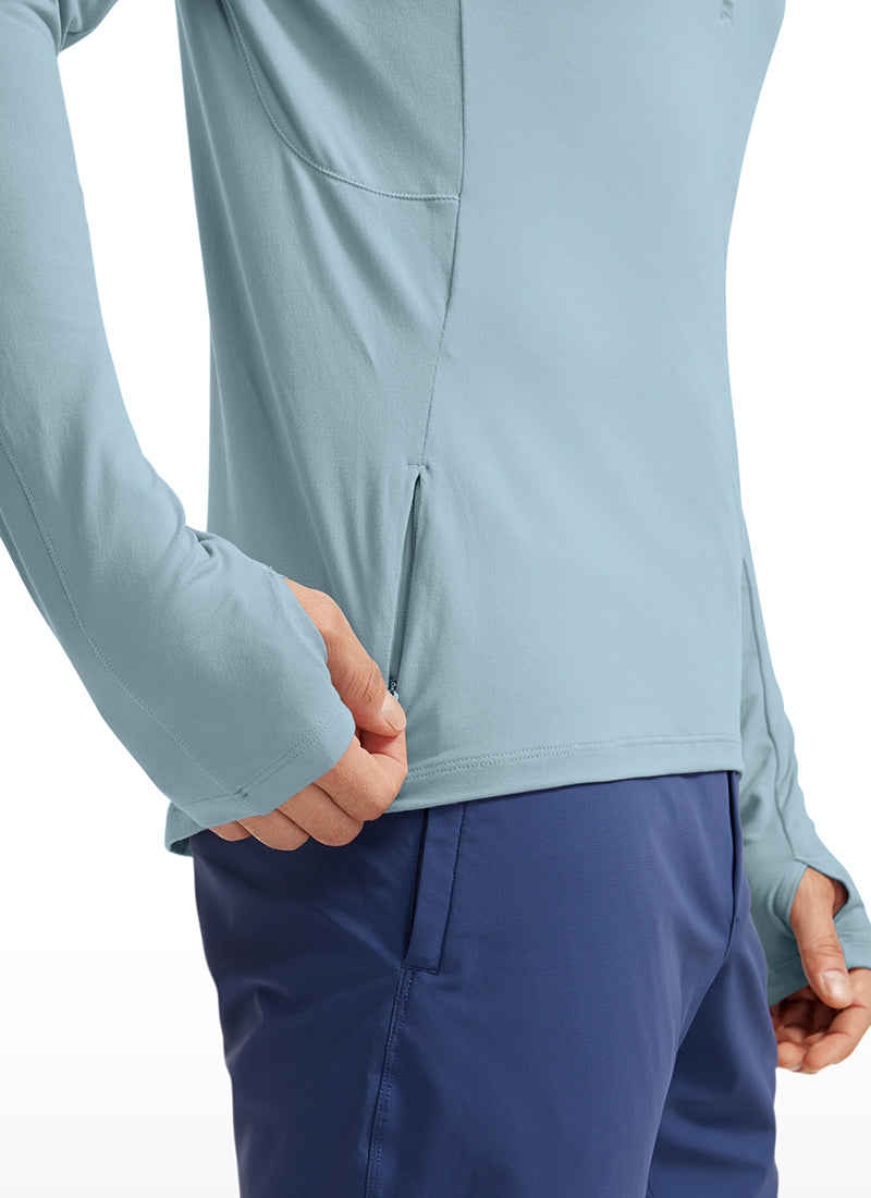 Brushed Half Zip Long Sleeve with Thumbhole