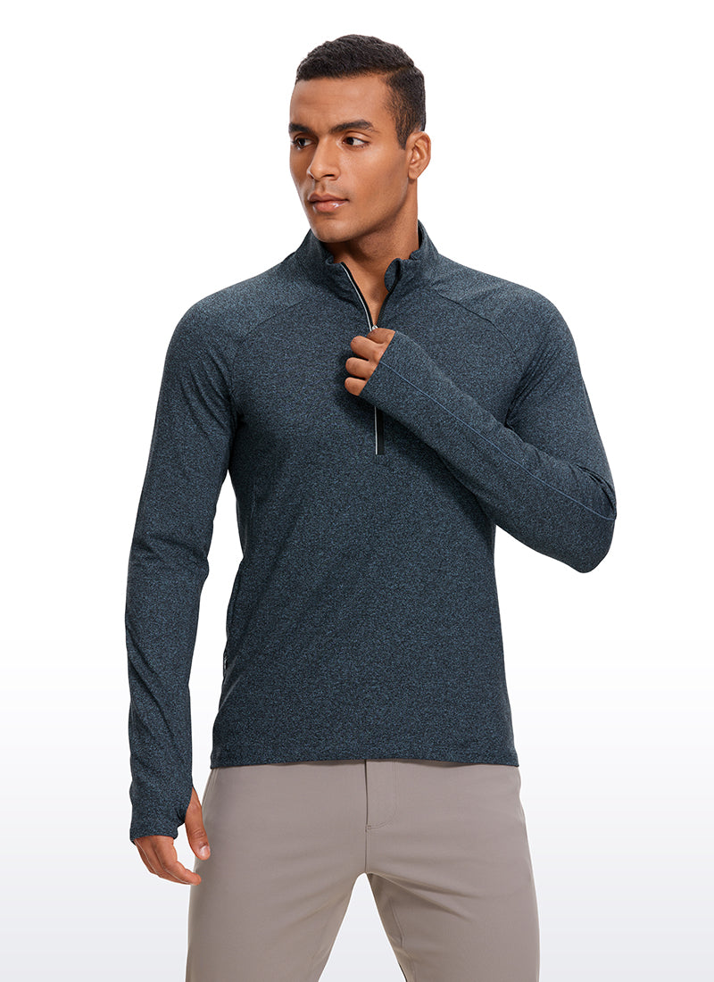 Brushed Half Zip Long Sleeve with Thumbhole