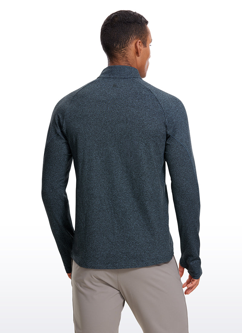 Brushed Half Zip Long Sleeve with Thumbhole