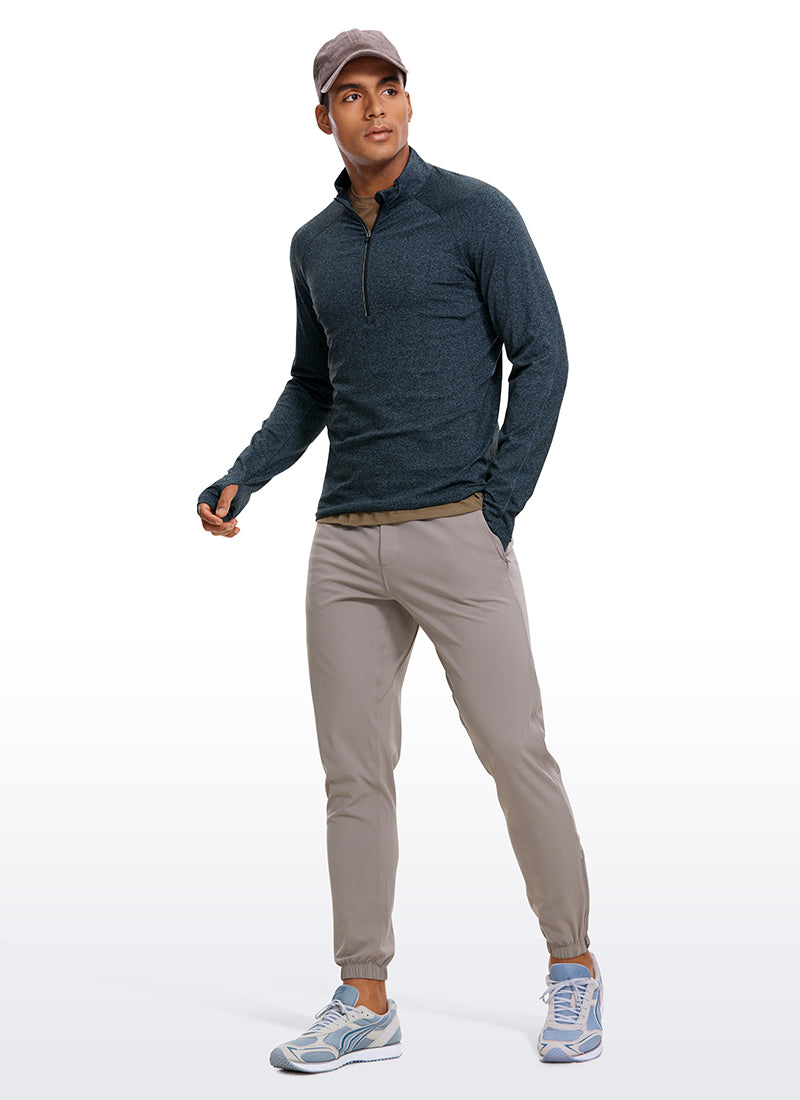 Brushed Half Zip Long Sleeve with Thumbhole