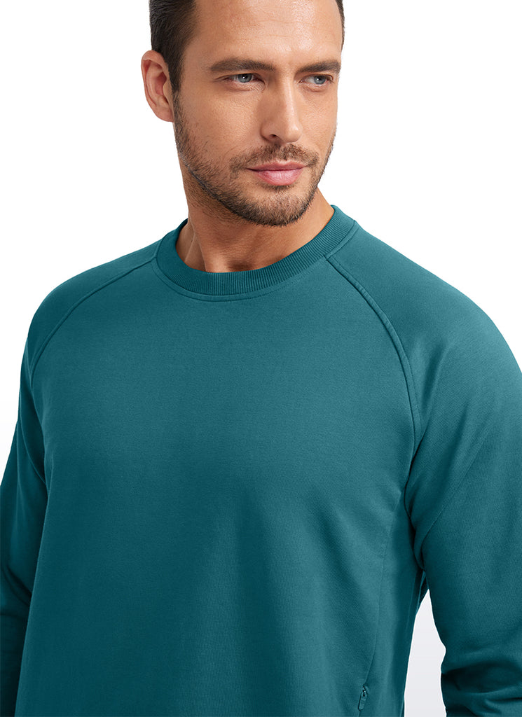 CRZ YOGA Men's Train Classic Fit Pullover Sweatshirts Long Sleeves Green Jade