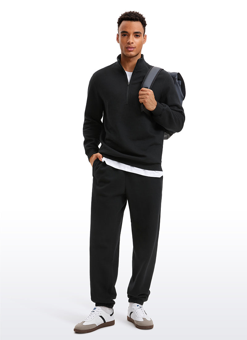 CRZ YOGA Men's Casual Relaxed Fit Fleece Lined Sweatshirts Mock Neck Black