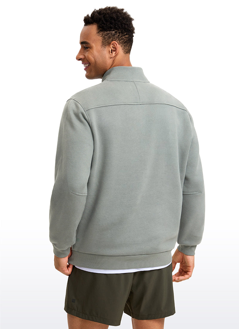 Fleece Lined Half Zip Sweatshirts Mock Neck