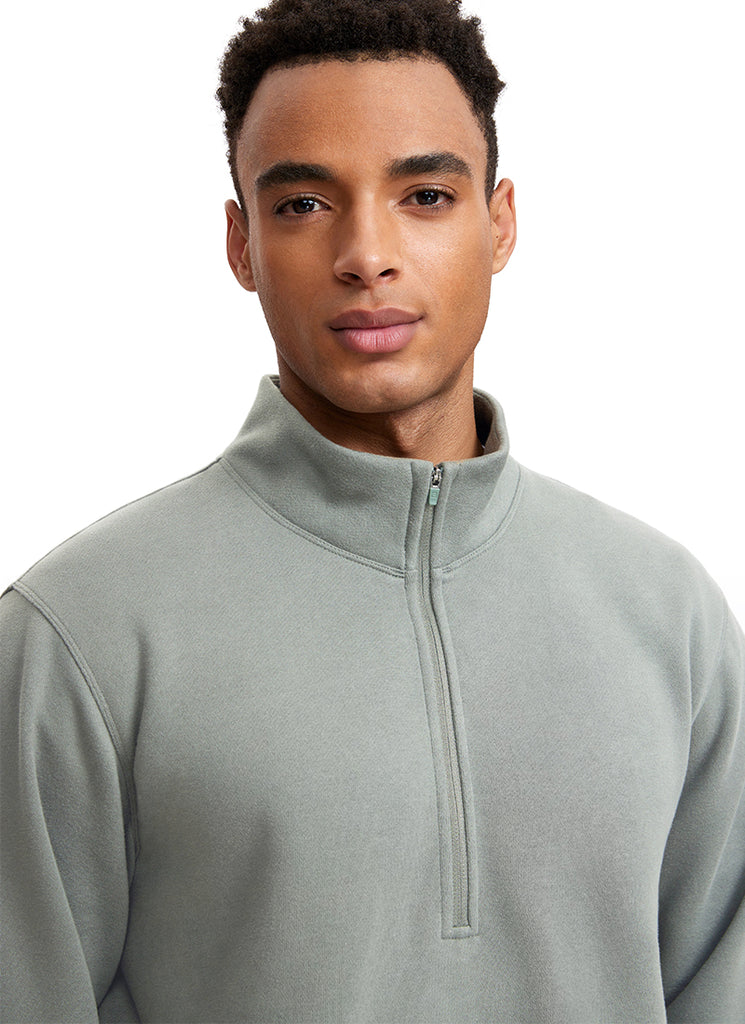 CRZ YOGA Men's Casual Relaxed Fit Fleece Lined Sweatshirts Mock Neck Sterling