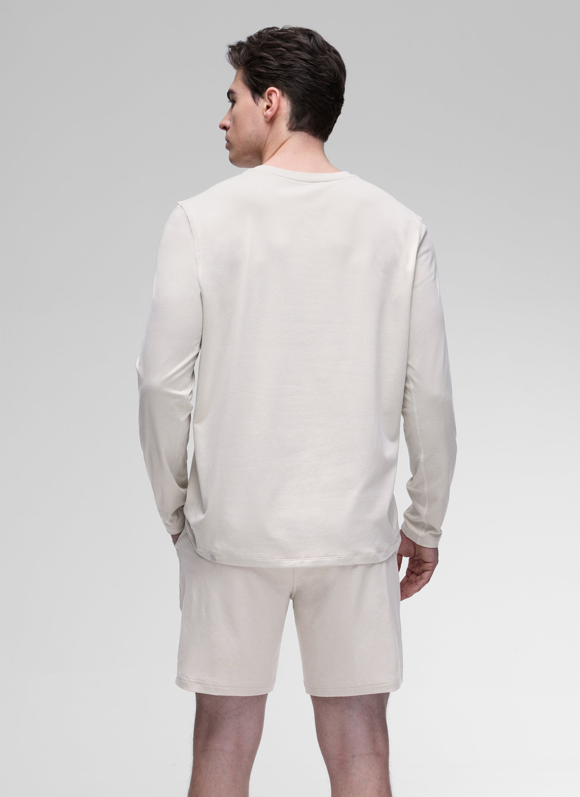 CRZ YOGA Men's Casual Classic Fit Crewneck Sweatshirts Long Sleeves Milky White