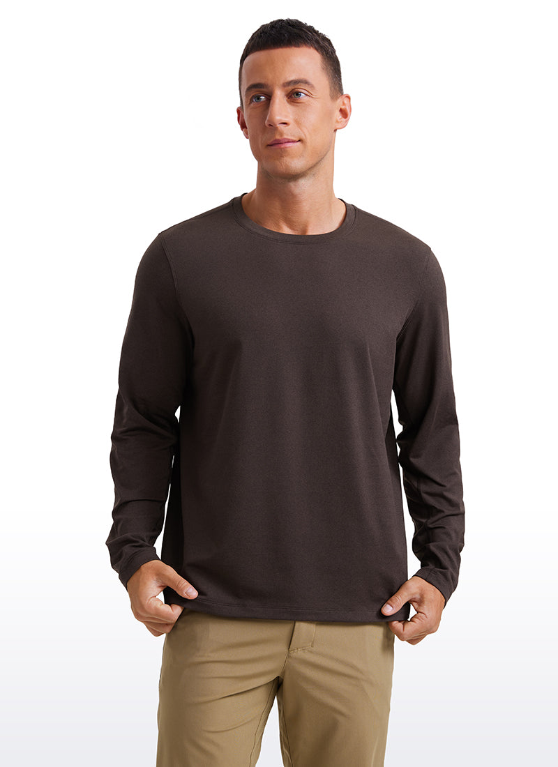 CRZ YOGA Men's Casual Classic Fit Crewneck Sweatshirts Long Sleeves Navy