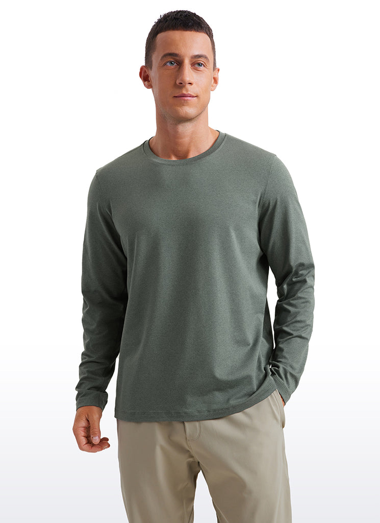 CRZ YOGA Men's Casual Classic Fit Crewneck Sweatshirts Long Sleeves Ink Gray