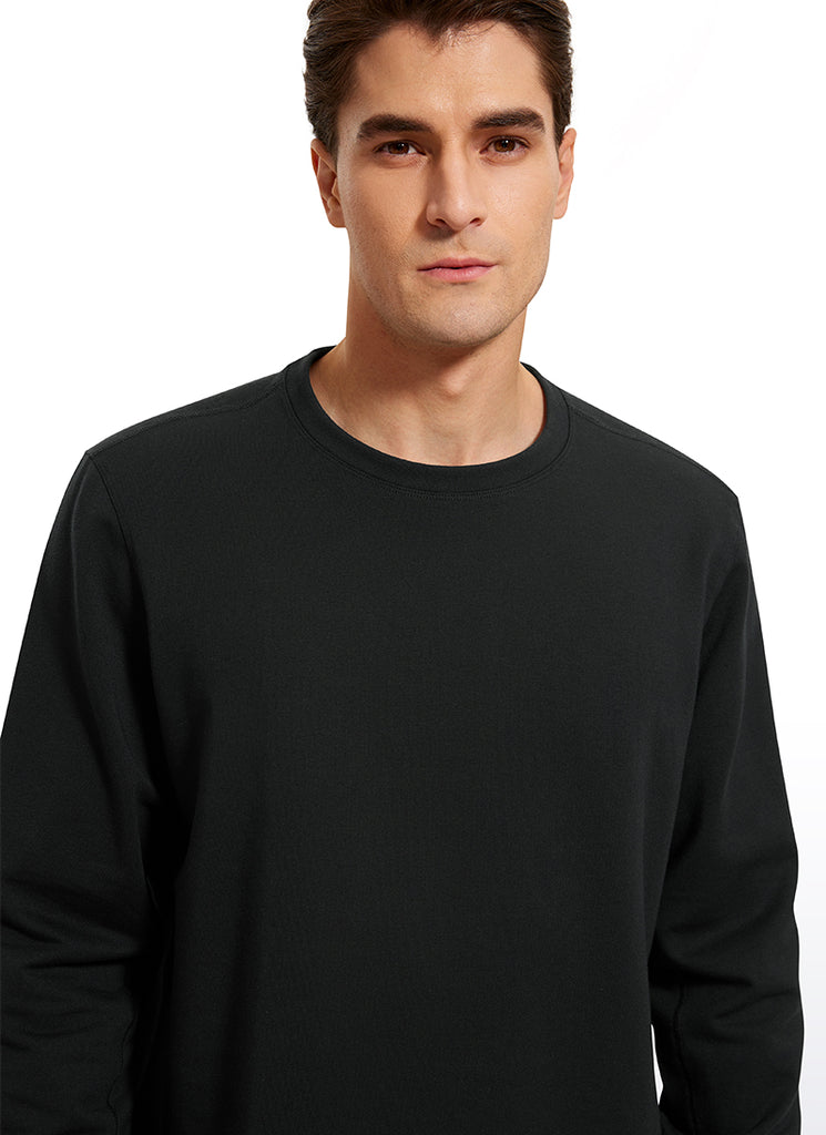 CRZ YOGA Men's Casual Classic Fit Pullover Sweatshirts Long Sleeves Black