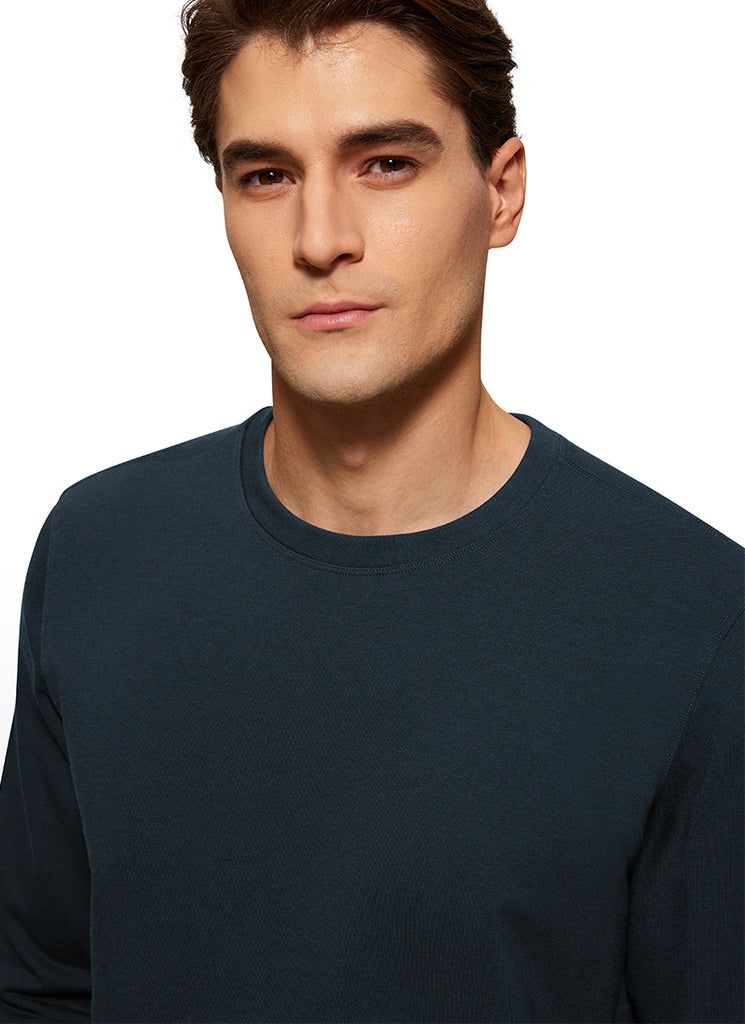 CRZ YOGA Men's Casual Classic Fit Pullover Sweatshirts Long Sleeves True Navy