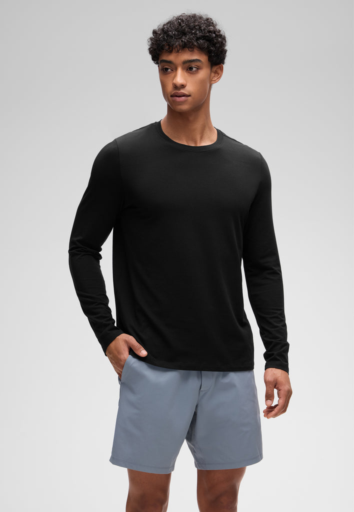 CRZ YOGA Men's Pima Cotton PRO  Basic Casual Long Sleeve Crew Neck Grey Sage