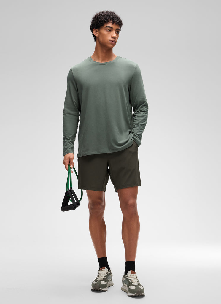 CRZ YOGA Men's Pima Cotton PRO  Basic Casual Long Sleeve Crew Neck Grey Sage