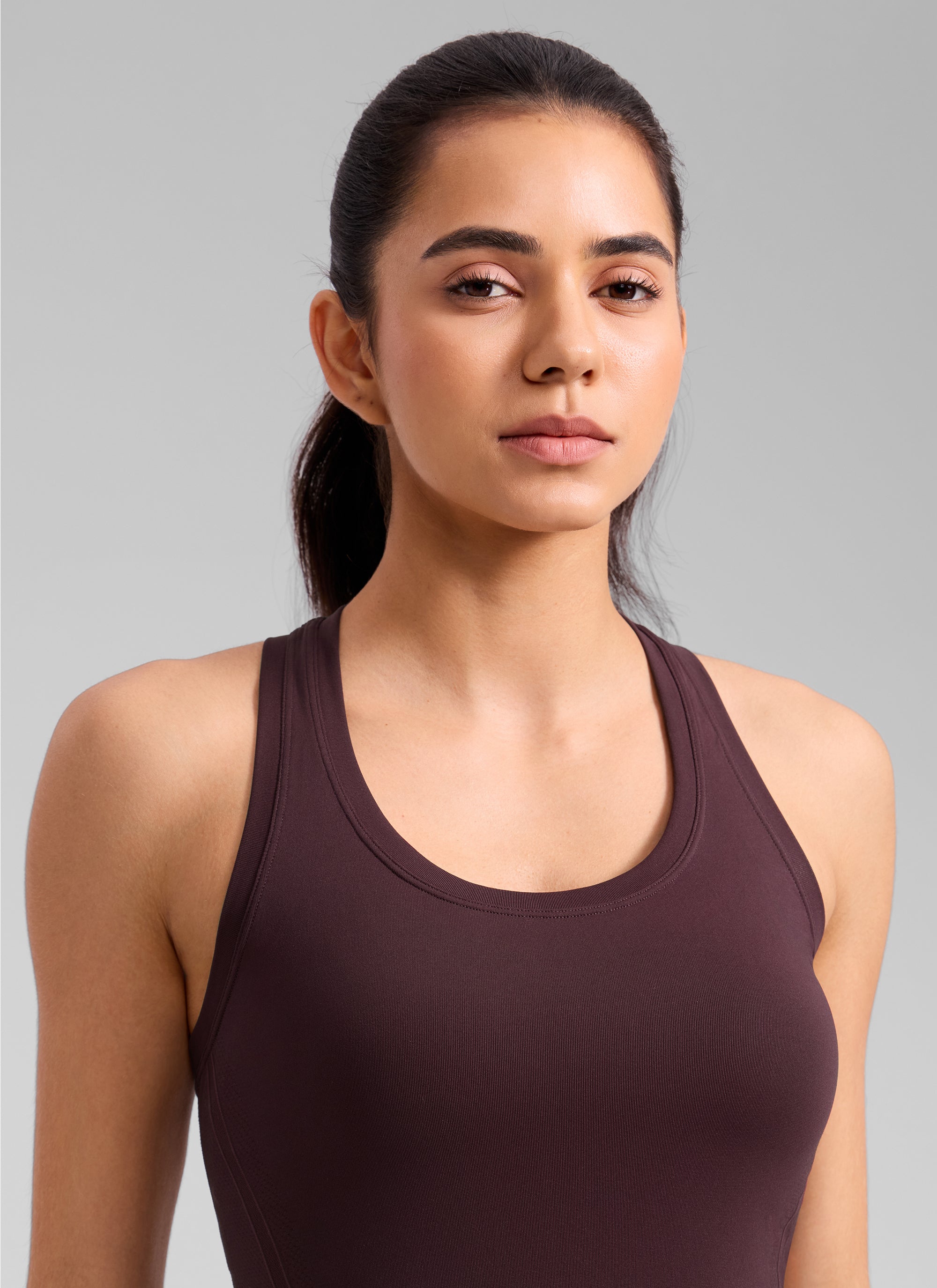 CRZ YOGA Women's Yoga Slim Fit Seamless Tank Crew Neck Racerback Ripe Plum